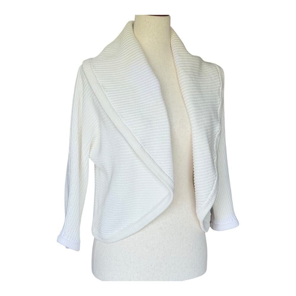 Cabi Cardigan Preppy Sweater White Nautical Knitwear Coastal M - Picture 2 of 7